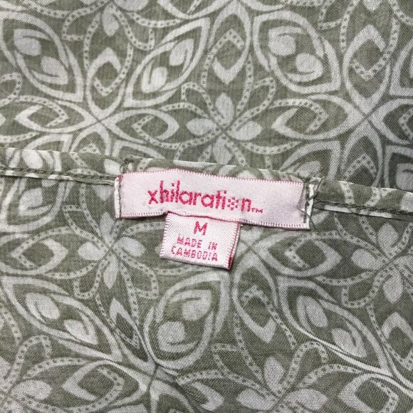 Sheer green and white sleeveless floaty top drawstring drop waist cottagecore M - Picture 7 of 7